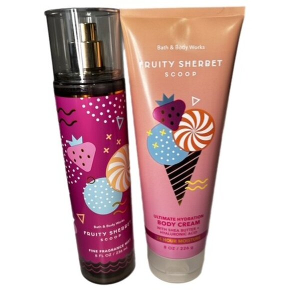 Bath & Body Works Other - Bath & Body Works Fruity Sherbet Scoop Body Cream and Fragrance Mist Bundle NWT